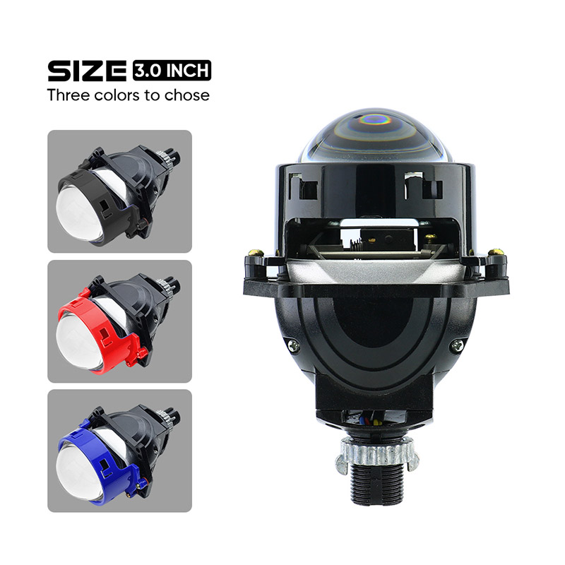 Proyector LED para faros E10 de 3,0 pulgadas, base trasera tipo T