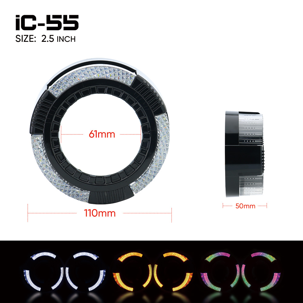 Cubierta iC55 para proyector de 2,5 pulgadas con aros halo: ojos de ángel VAHID 5D para faros