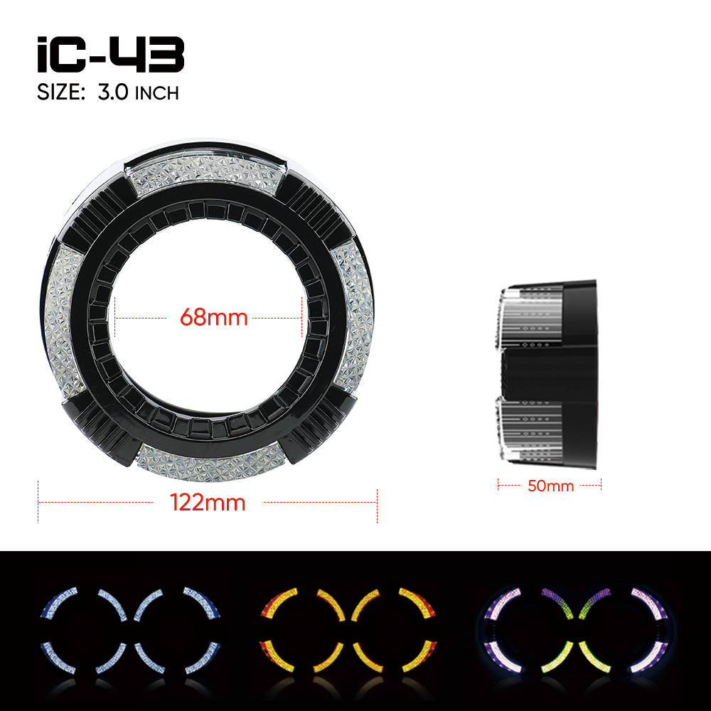 Cubierta iC43 para proyector de 3,0 pulgadas con aros halo: ojos de ángel VAHID 5D para faros