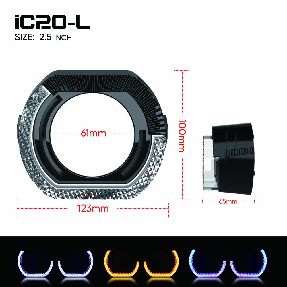 Cubiertas VAHID iC20-L con ojos de ángel 5D estilo BMW para proyectores de 2,5 pulgadas