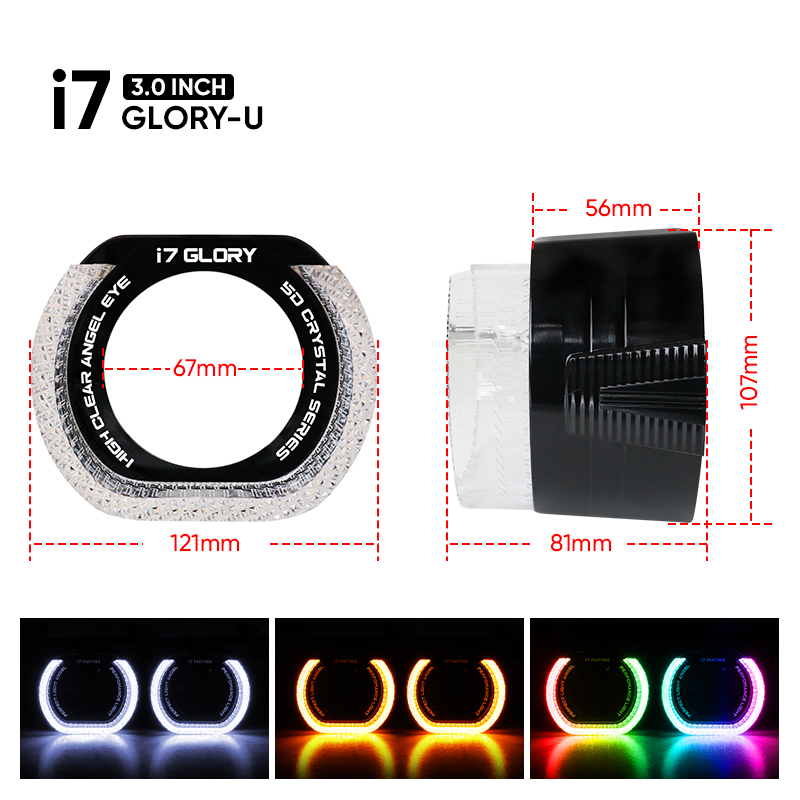 Cubiertas VAHID i7-U30 de 3,0 pulgadas con ojos de ángel 5D y aros estilo BMW para faros