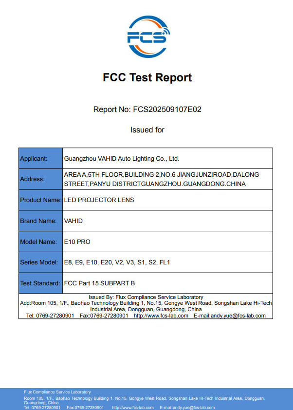 Informe de pruebas FCC del E10 PRO
