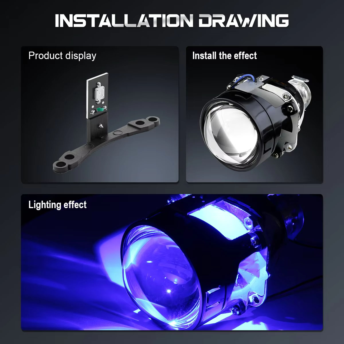 Proyector de 3,0 pulgadas con ojos de demonio LED dinámicos: kit de retrofit para faros de automóvil